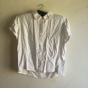 Bella Venice White Button Down Short Sleeve Top